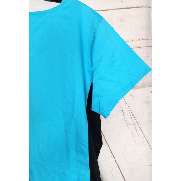 Scrub Star 2XL Cotton/Poly/Spandex Teal Black Stretch Side Scrub Top - Picture 7 of 10
